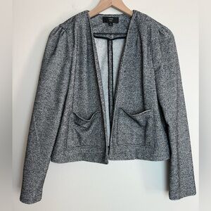 J Crew 365 Womens Tweed Open Front Blazer Jacket Small Gray Pockets Lightweight
